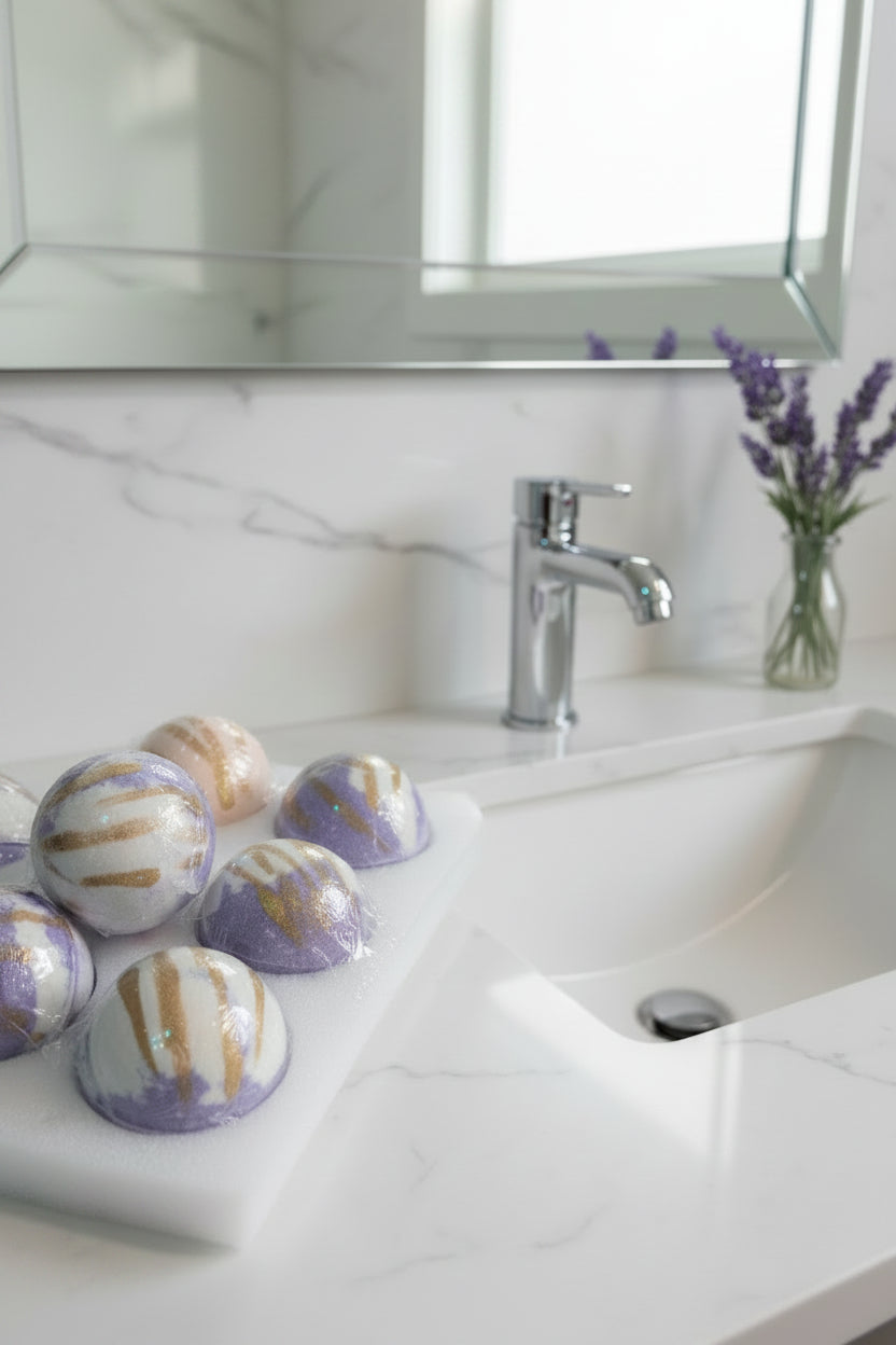 Lavender Bath Bomb | Luxury Bath Ritual | Handmade Self-Care Bath Soak