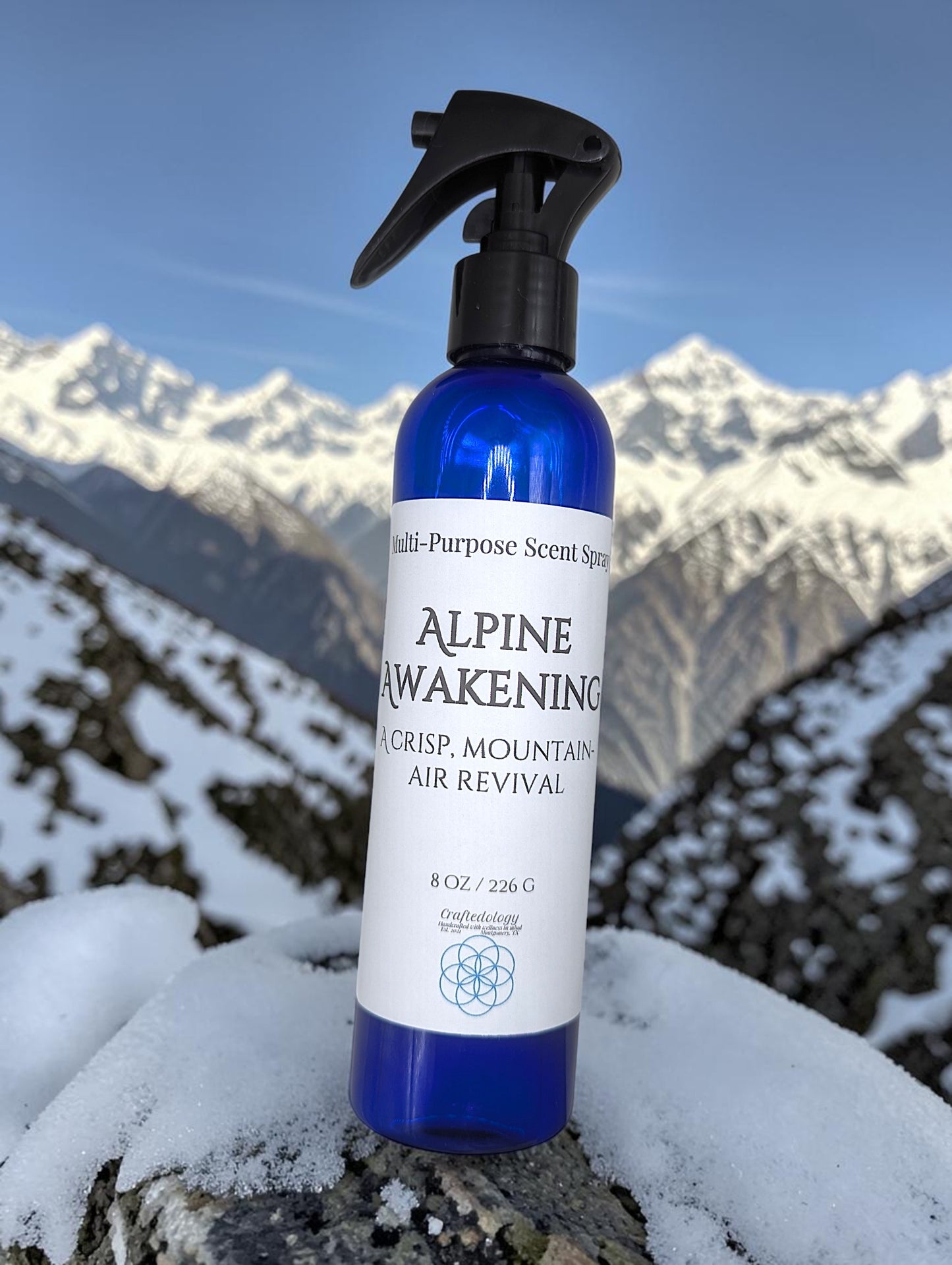 Multi-purpose, odor eliminating spray, Alpine Awakening scent,8oz bottle, room freshener, linen spray