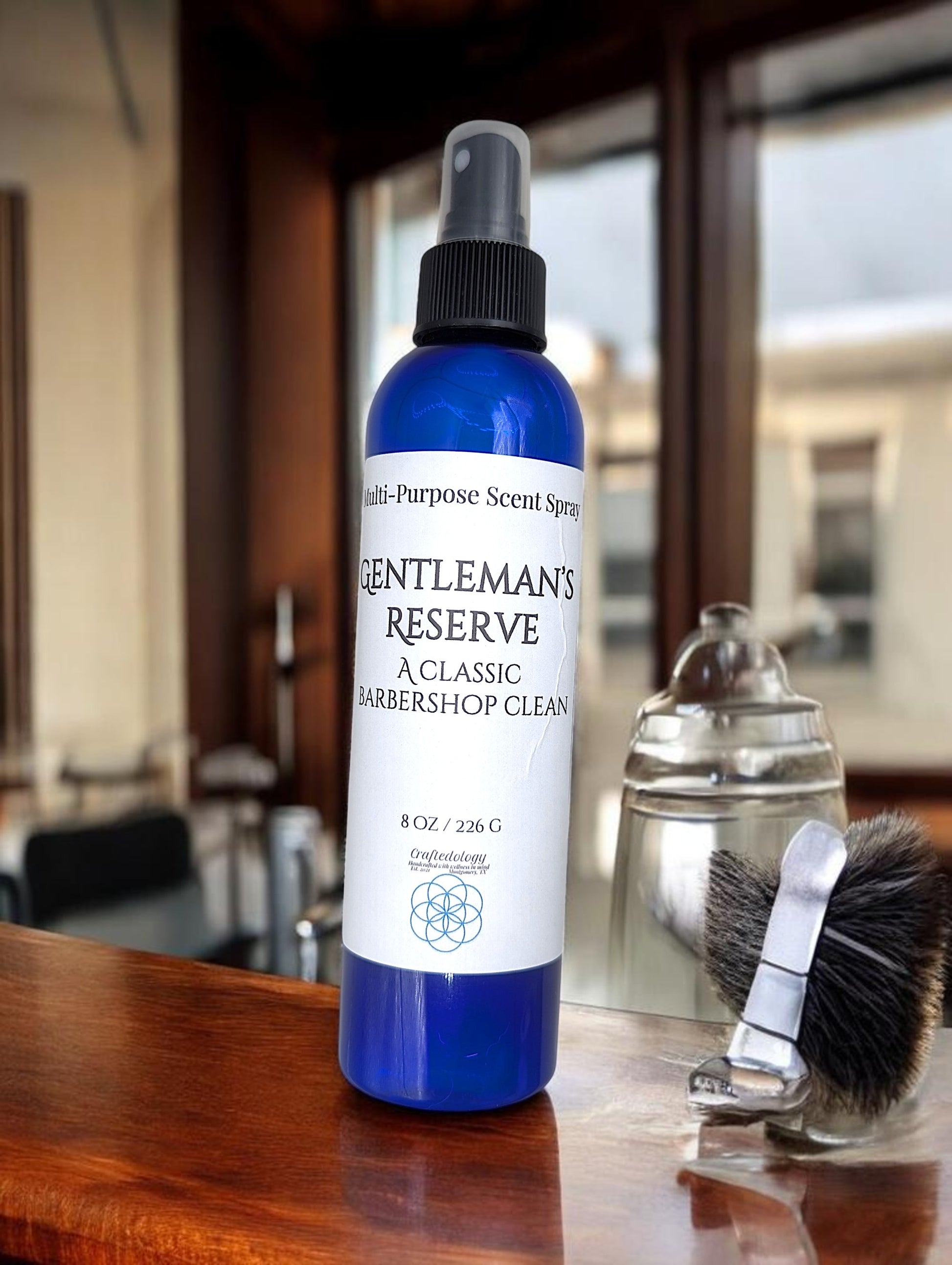 Multi-purpose, odor eliminating spray, Gentleman's Reserve scent,8oz bottle, room freshener, linen spray